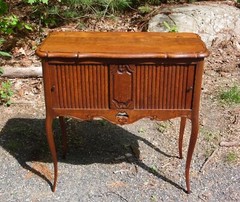 Antique Solid Oak French Louis XV Style Tambour Cabinet Table Server Cupboard