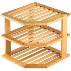 RoyalHouse Bamboo 3-Tier Corner Shelf Organizer for Bamboo, Natural