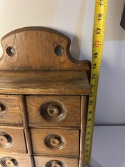 Antique Wooden Wall Apothecary Spice Chest Cabinet 8 Drawers Primitive Farmhouse