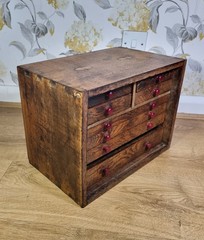 Vintage Collectors Cabinet Table Top Drawers Engineer Watchmaker Tool Chest