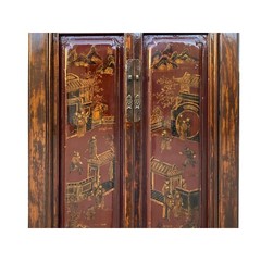 Chinese Vintage Brown Golden Scenery Armories Storage Cabinet cs6059