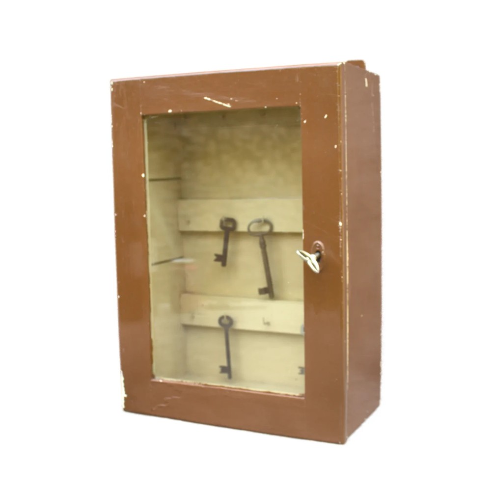 Antique french key cabinet with glass door lockable wall box US TARIFFS INCLUDED