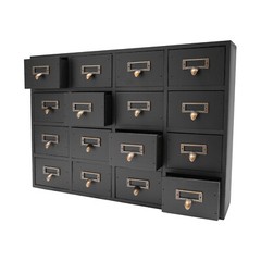 Card Catalog Desk Drawer Organizer – Wooden Storage Box With 16 Drawers – Home