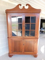 Antique Cherry 2 Piece 12 Pane Corner Cabinet