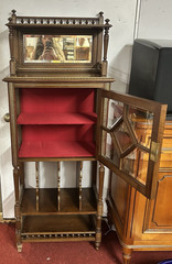 Antique Louis XVI French Walnut Sheet Music Cabinet Entryway Display Storage