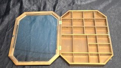 Vintage Octagon Wood Glass Door Wall Mounted Curio Display Cabinet Knick Knack