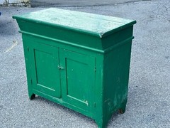 antique dry sink old green paint PA folk art 1800s primitive softwood cabinet
