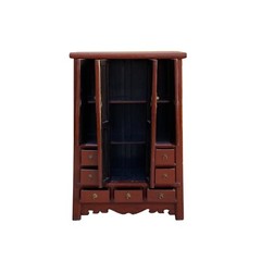 Chinese Vintage Distressed Brick Red Color Narrow A Shape Cabinet ws3281