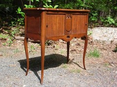 Antique Solid Oak French Louis XV Style Tambour Cabinet Table Server Cupboard