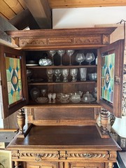antique German china cabinet hutch