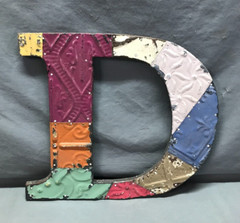 Decorative Salvage Tin Ceiling 12″ Patchwork Metal VTG Letter D Old 270-25B