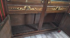 Antique German Hand Made & Painted Shrunk Bar Cupboard Hutch w/ Original Key