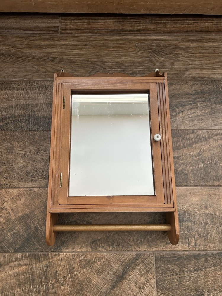 RARE Antique 1900s Hand Made Medicine Cabinet with Mirror Handcrafted Shelves