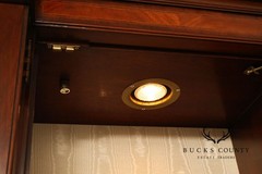 China Cabinet Display Bookcase with Carved Pediment and Silk Backing