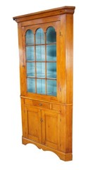 Antique Early American Primitive Pine Farmhouse Corner Cabinet Cupboard 90″
