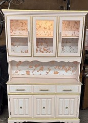 Heirloom Rose China Cabinet |Blush Pink Hutch Rose Gold Lighted Display Cabinet