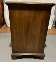 VTG (60’s) FLIP TOP DRY BAR CABINET W/GLASS SET /CASTERS / WINE RACK – ORIG OWNR