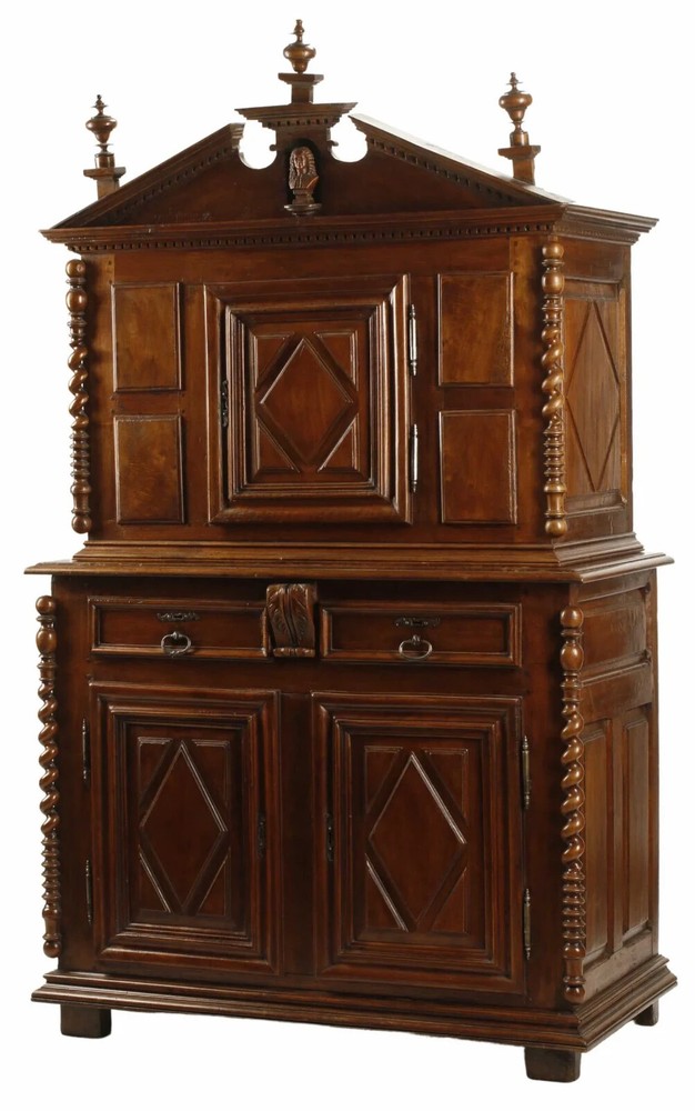 Antique Cabinet, French Provincial Cabinet, Louis XIII, Carved, 89″ H, 1700s!!