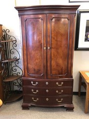 American Mahogany Book Match Armoir Cabinet by Baker Furniture