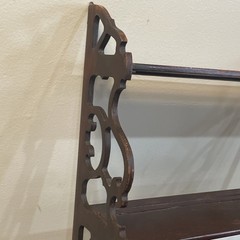 Antique Edwardian Mahogany Carved Fretwork Wall Plate Shelf Rack Display Grooves