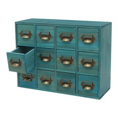 12 Drawers Vintage Tabletop Apothecary Storage Box Library Card Catalog Cabinet