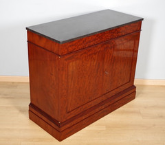 Empire-style chest of drawers with doors in moiré mahogany, circa 1810