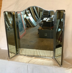 VTG 1950 Deco 26×37 Vanity Arch Top Tri-Fold Mirror Medicine Cabinet Old 649-26B
