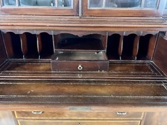 Vintage Mahogany Breakfront China Cabinet With Drop Down Secretary Desk.
