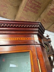 Antique Georgian hanging corner cupboard inlaid dental molding mahogany 18th