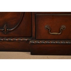 Baker Furniture Style Georgian Mahogany Bubble Glass Breakfront Bookcase Cabinet