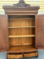 67752 Victorian Mahogany Wardrobe with Ornate Carvings and Drawers