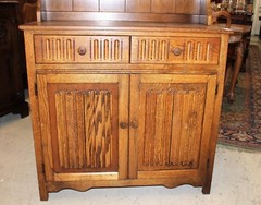 English Oak Wood Brothers Cabinet / Welsh Cabinet / Display Plate Rack