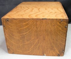 Antique Oak Yawman & Erbe Four Drawer Library Index Card Desktop File Cabinet