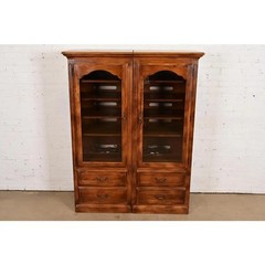 Ethan Allen French Louis Philippe Solid Carved Maple Bookcase or Media Cabinet