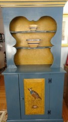 Country Painted Pine Open Top Step back Yelloware Cupboard