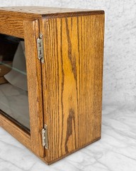Antique Traditional Oak Doctor’s Apothecary Glass Front Cabinet