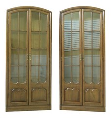 53454E/55E: Pair Solid Cherry MONITOR 2 Door Lighted Curio Cabinets