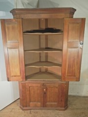 Antique Primitive Corner Cupboard Cabinet Panel 4 Door Pine Rustic