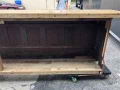 custom made bar salvaged wainscot & bowling alley slab CRAFT beer room 12’ 8”x42