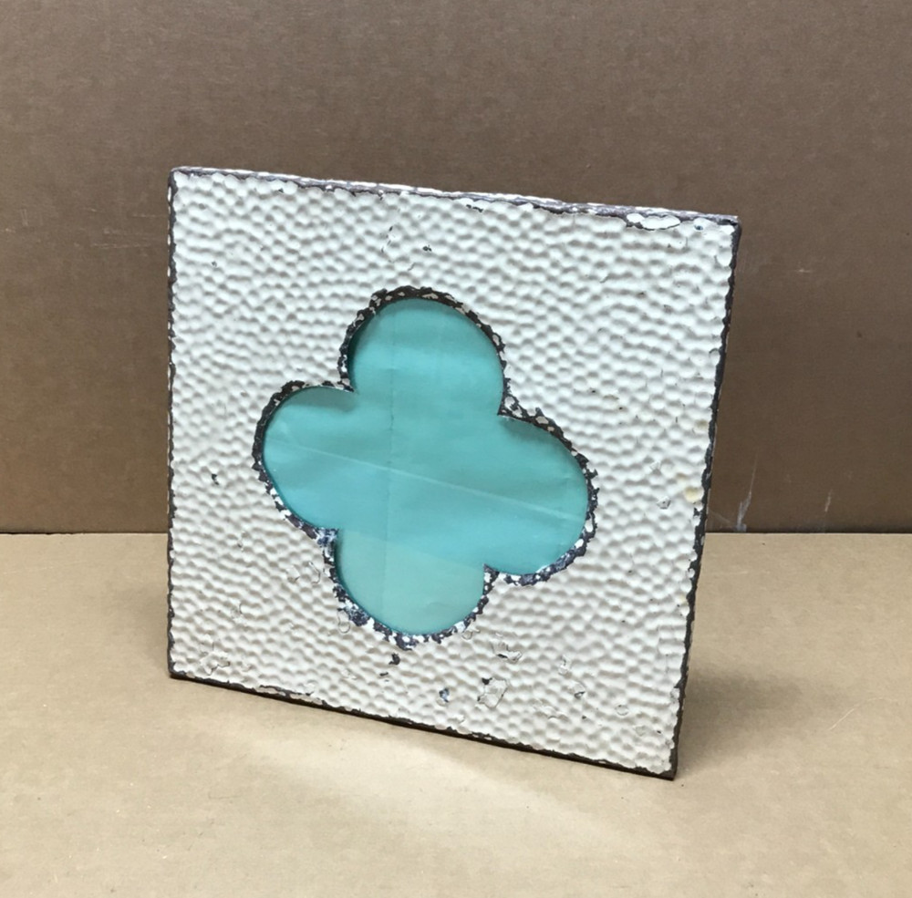 VTG 12″ Sq. 7″ Gothic Clover Tin Ceiling Metal Shabby Picture Frame 629-26B