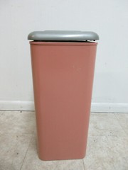 Vintage 1950s Industrial Dental Cabinet Trash Can Waste Basket mechanical Lid B