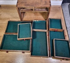 Vintage Collectors Cabinet Table Top Drawers Engineer Watchmaker Tool Chest