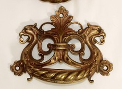 INCREDIBLE SET FOUR 18th 19thC NEOCLASSICAL GILT METAL CHEST of DRAWER HANDLES
