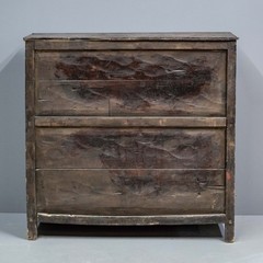 Antique Tibetan Hand Painted Floral Pine Cabinet Early 1900s 4 Door Storage