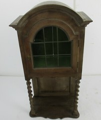 Antique Edwardian Display Cabinet Carved Wood Barley Twist Leaded Glass WOW