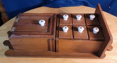 Antique Apothecary Spice Wall Hanging Wood Cabinet Six Drawers