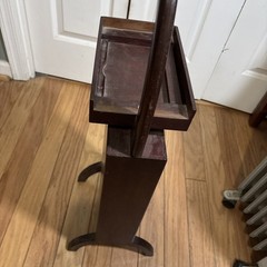 Vintage 30″ w/ Handle Telephone Stand / Table W/ Directory Book Shelf Valet Wood