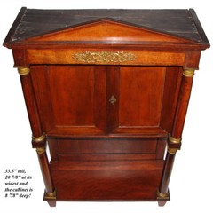 Rare Antique French Napoleon Era 33.5″ Table Cabinet, Empire Style & Bronze