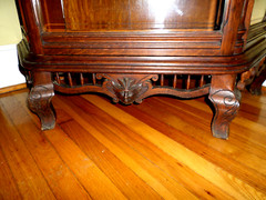 Antique Victorian Ornate Lion Head Display Cabinet with Beveled Glass