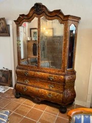 Early 19th Century Dutch Marquetry Bookcase Cabinet